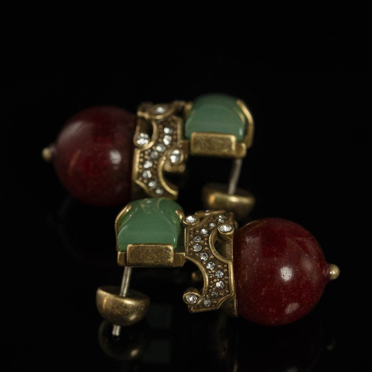 Red Agate Drop Earrings | Vintage Palace
