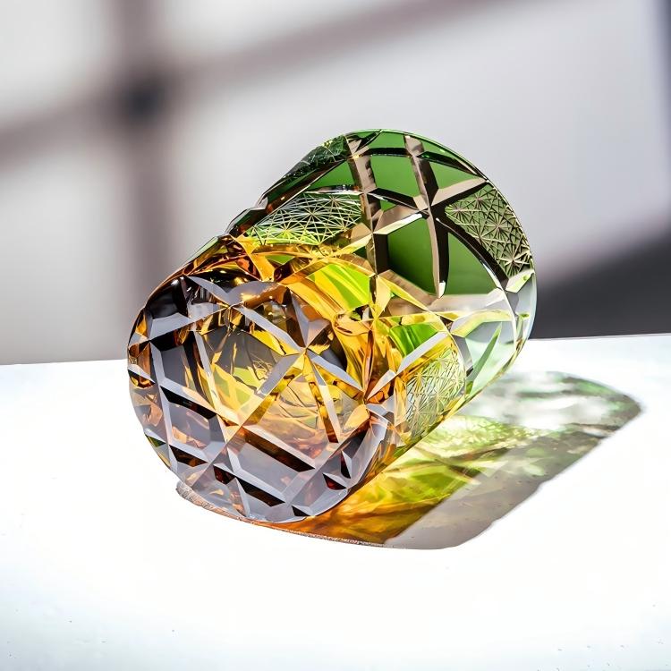 "Twilight of the Gods" Edo Kiriko Hand-Carved Crystal Whiskey Glass | 280ml | Overlay Glass