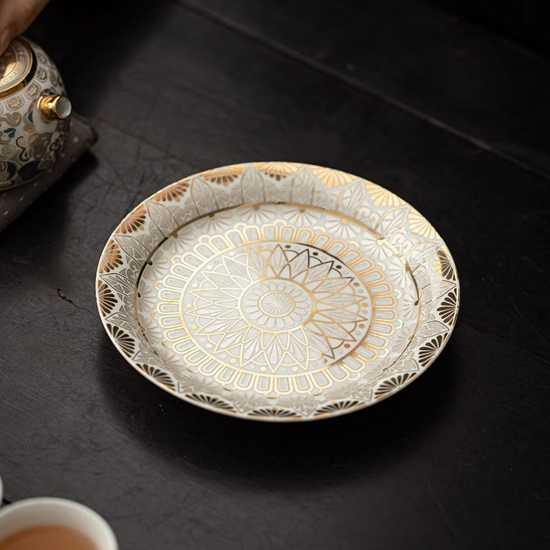 GUYU Gold- und Silbereinlegearbeit Weiße Thangka Teekanne | Dehua-Porzellan | 135ml | Dunhuang
