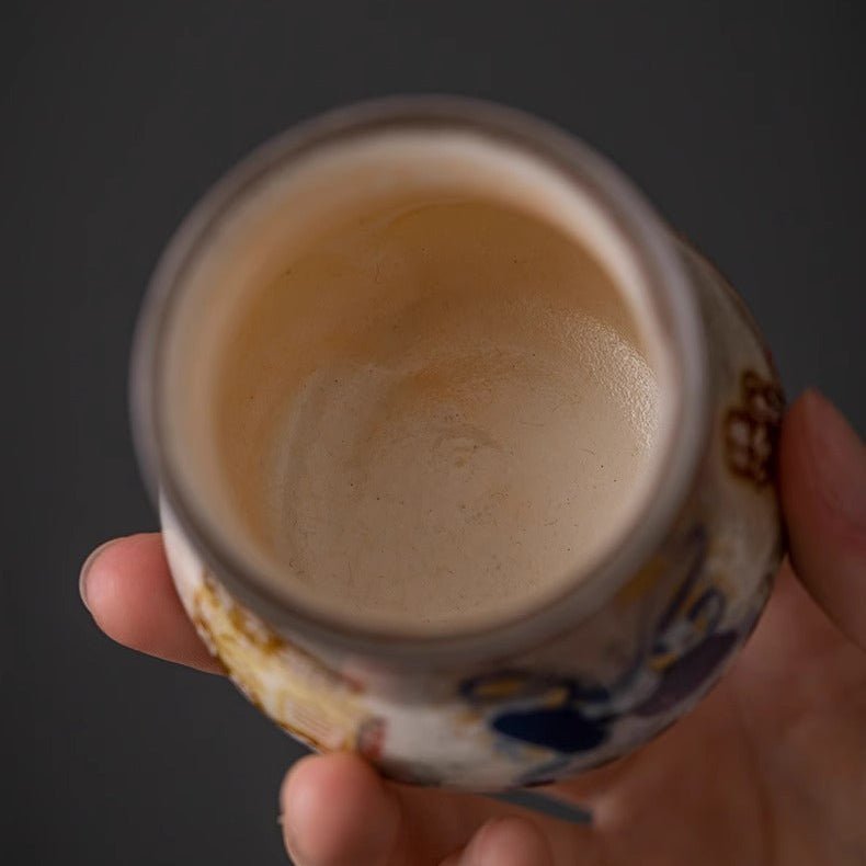 GUYU Wuxiang Regenbogenlicht Schatzvasen-Becher | Irisierendes buddhistisches Motiv | Dehua | 105ml