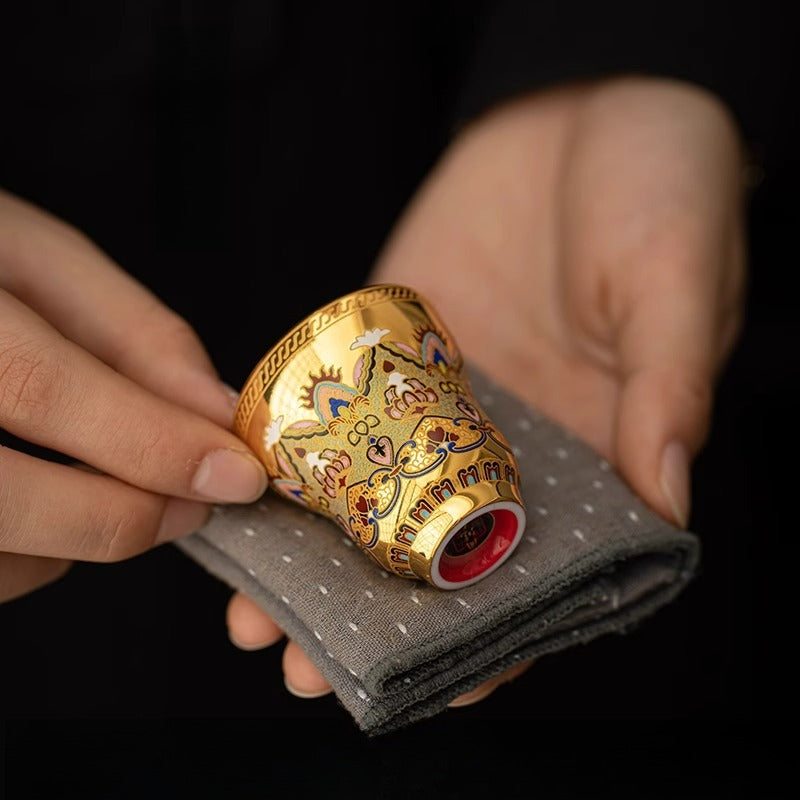 GUYU Teebecher mit Goldeinlage Dunhuang | Immaterielles Kulturerbe Vergoldung | 40ml | Gongfu-Teetasse