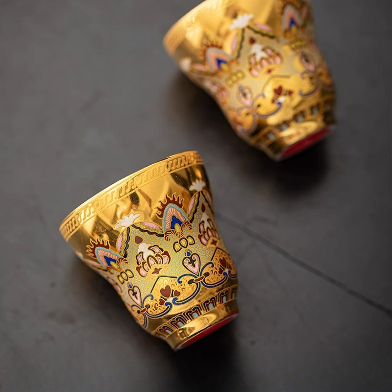 GUYU Gold-Inlay Dunhuang Tea Cup | Intangible Heritage Gilding | 40ml | Gongfu Tea Cup