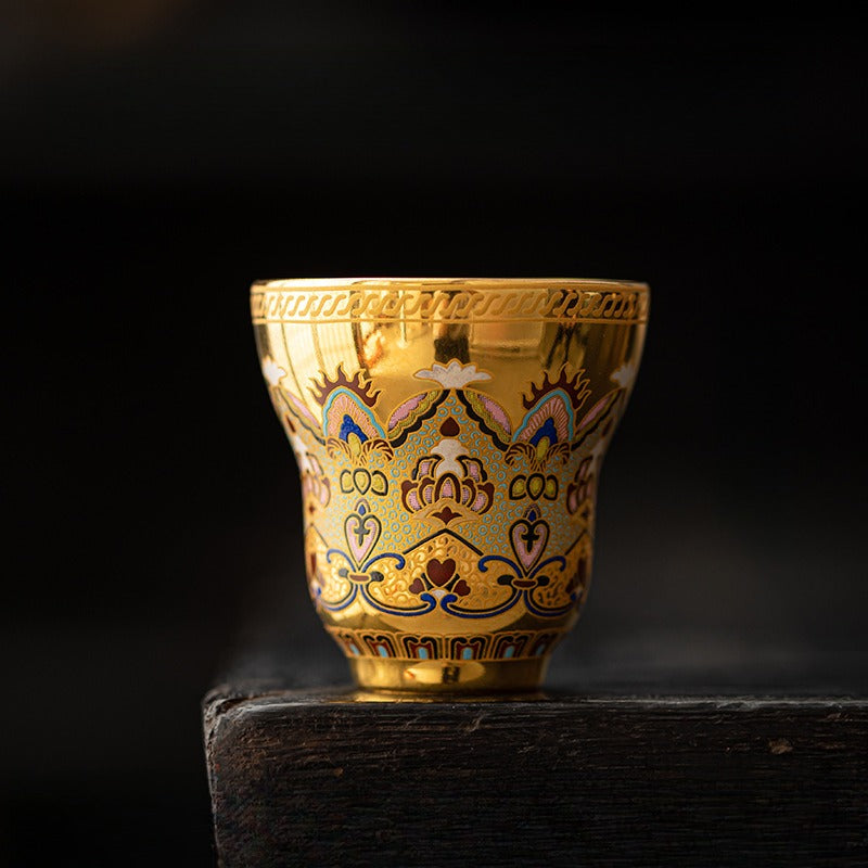 GUYU Gold-Inlay Dunhuang Tea Cup | Intangible Heritage Gilding | 40ml | Gongfu Tea Cup