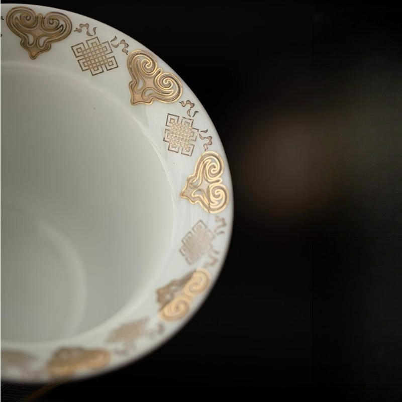 Dunhuang Goldener Buddha Sancai Gaiwan | Immaterielles Kulturerbe Vergoldung | Zinnoberrotes Interieur | Gongfu Tee