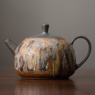 Hochtemperatur-Kiln-Transformation Teekanne & Untertasse | Nezha Rot & Bienenwachs Glasur | 150ml | Dehua