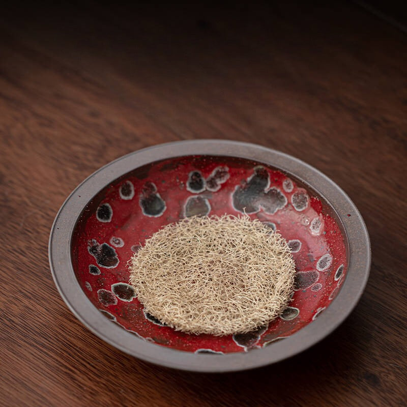 Hochtemperatur-Kiln-Transformation Teekanne & Untertasse | Nezha Rot & Bienenwachs Glasur | 150ml | Dehua