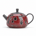 Hochtemperatur-Kiln-Transformation Teekanne & Untertasse | Nezha Rot & Bienenwachs Glasur | 150ml | Dehua