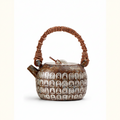 Dunhuang Wanfo Teekanne aus altem Felsen-Ton mit Silbereinlage und Rattanbügel | 230ml | Gongfu-Tee | Geschenkbox