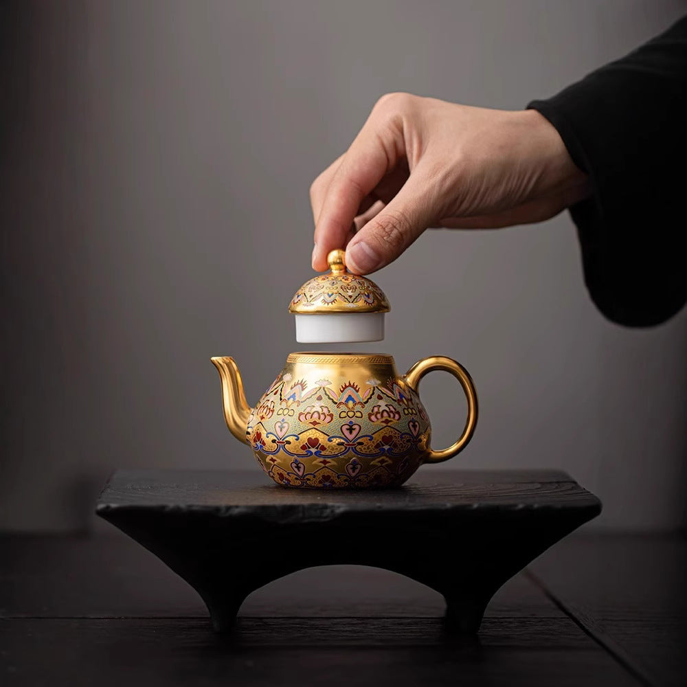 Dunhuang Impression Pear-Shaped Teapot | Gold-Gilded Porcelain | Dehua | 130ml