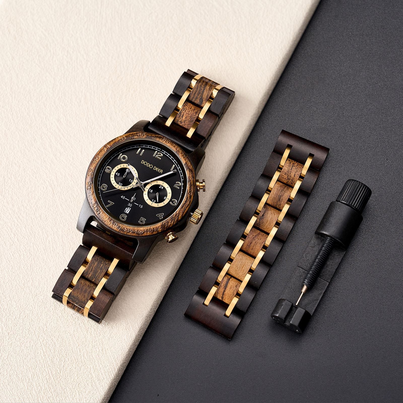 DODO DEER Wood Chronograph Watch Men | Japanese Movement | 45mm