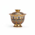 Vergoldeter Gaiwan mit erhabenen Blüten | Vergoldete Porzellan-Teeschale | Dehua-Ofen | 130ml