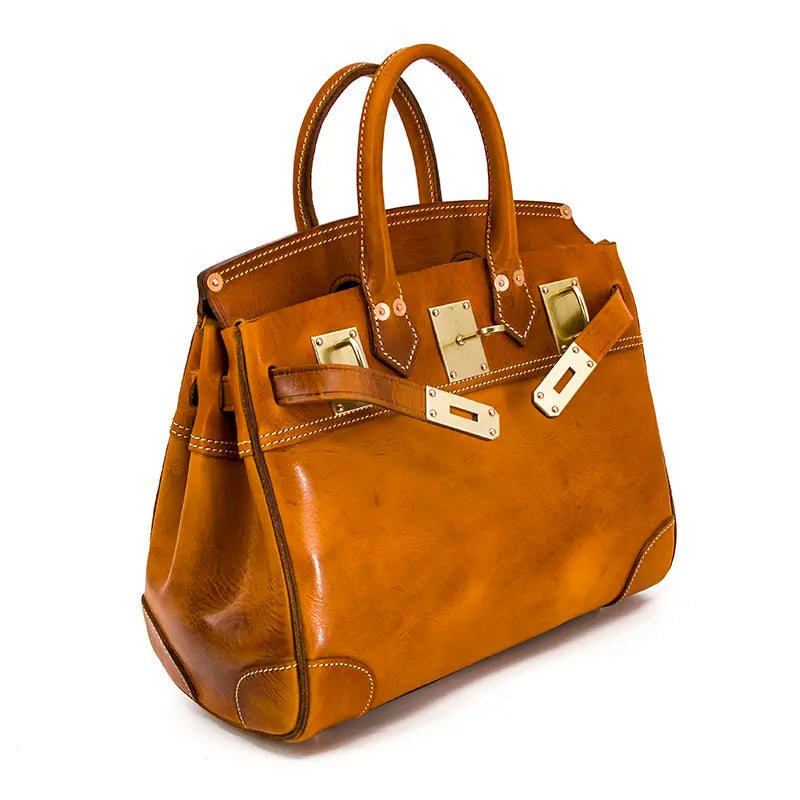 Structured Leather Tote | Premium Top-Grain Cowhide | 15" Laptop