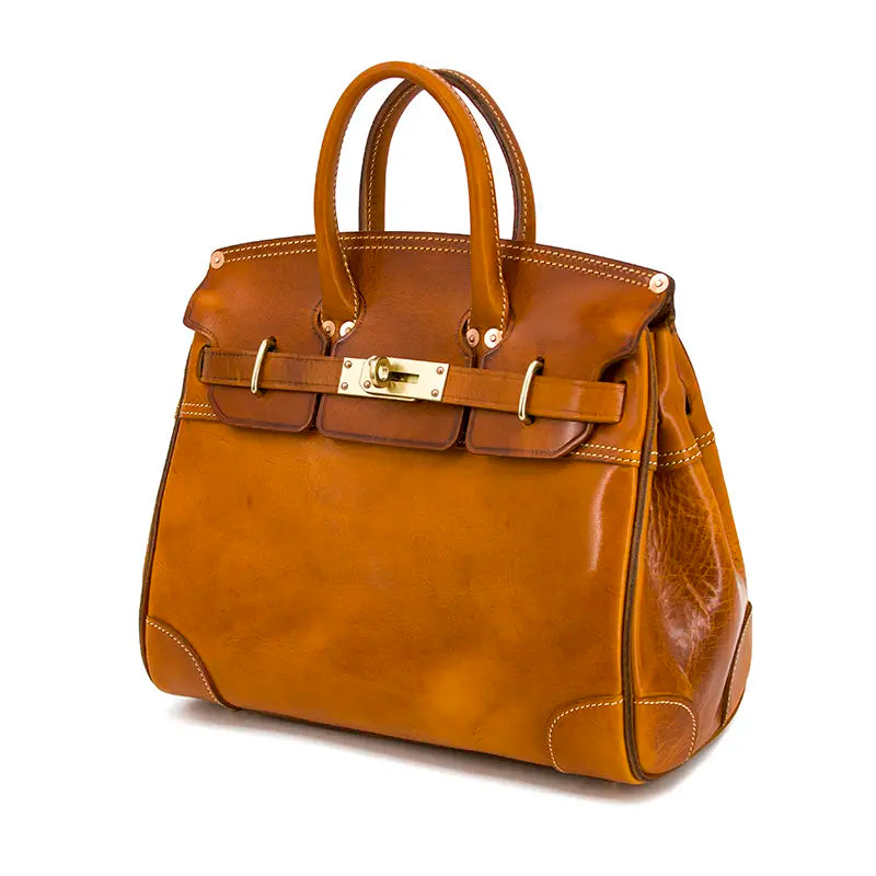 Structured Leather Tote | Premium Top-Grain Cowhide | 15" Laptop