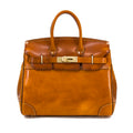 Structured Leather Tote | Premium Top-Grain Cowhide | 15" Laptop