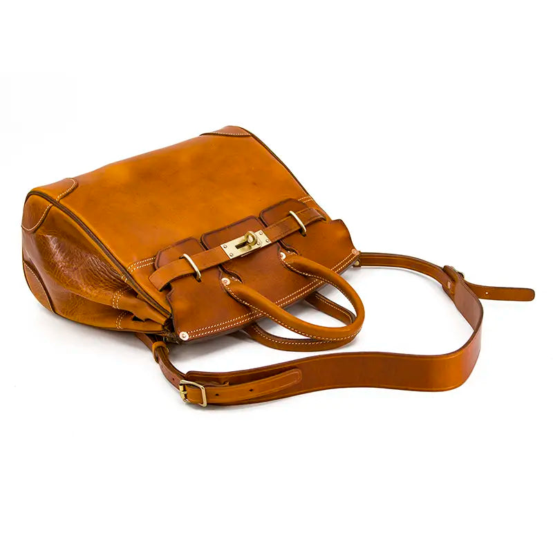 Structured Leather Tote | Premium Top-Grain Cowhide | 15" Laptop
