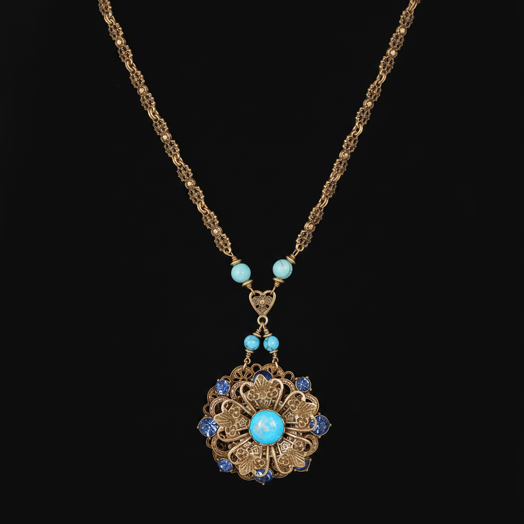 Medieval Vintage Necklace Black Background