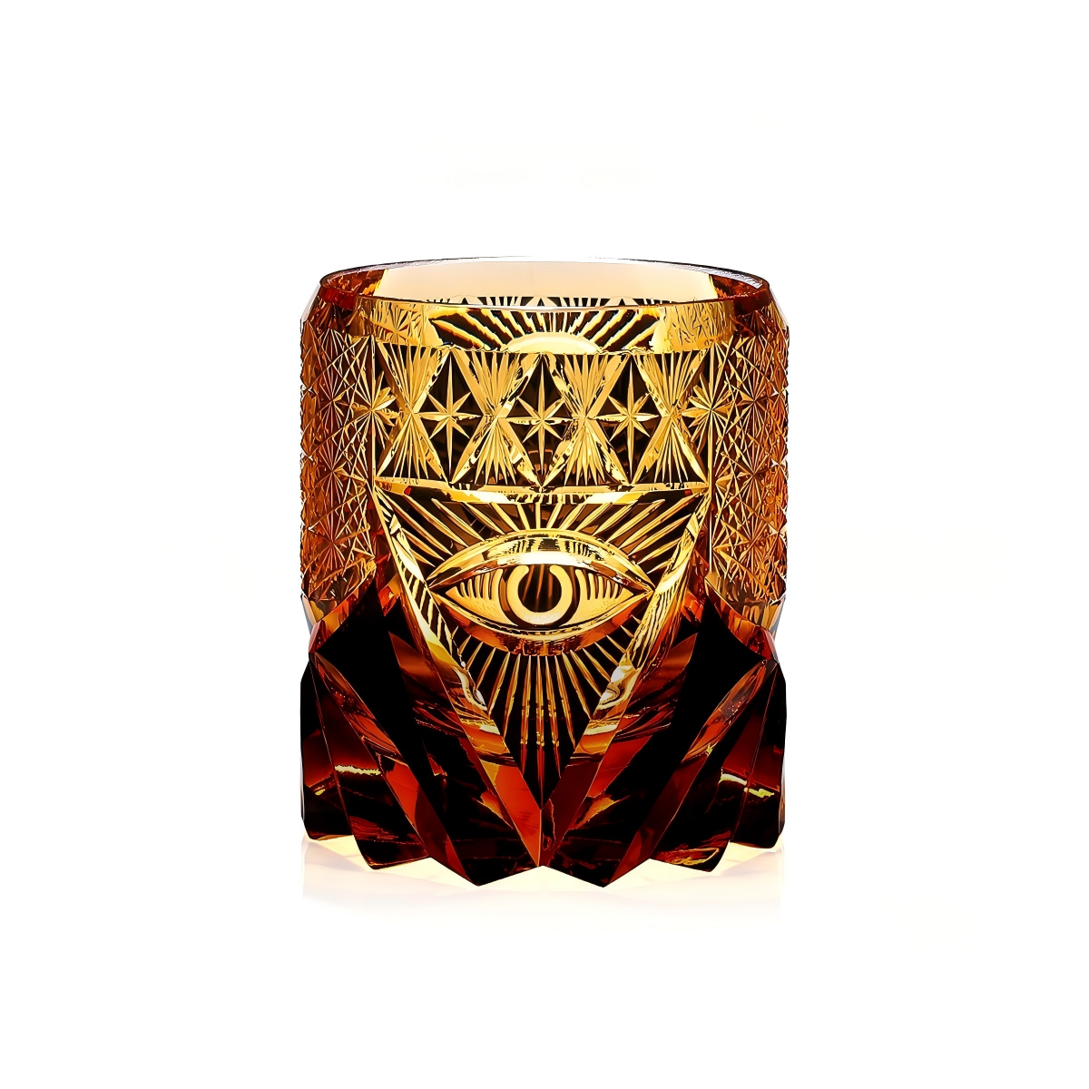 Gottauge Edo Kiriko handgeschnitztes Kristall-Whiskyglas | 280ml | Überfangglas