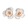 Mist sculptural leather flower earrings product specification — FUGE brand, 5.2×5.2cm, genuine raw cowhide, pair