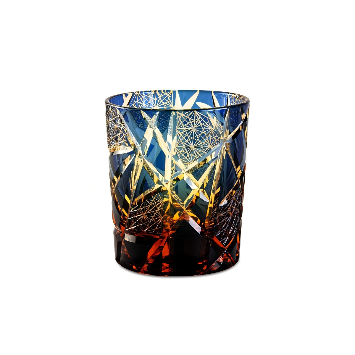 "Twilight of the Gods" Edo Kiriko Hand-Carved Crystal Whiskey Glass | 280ml | Overlay Glass