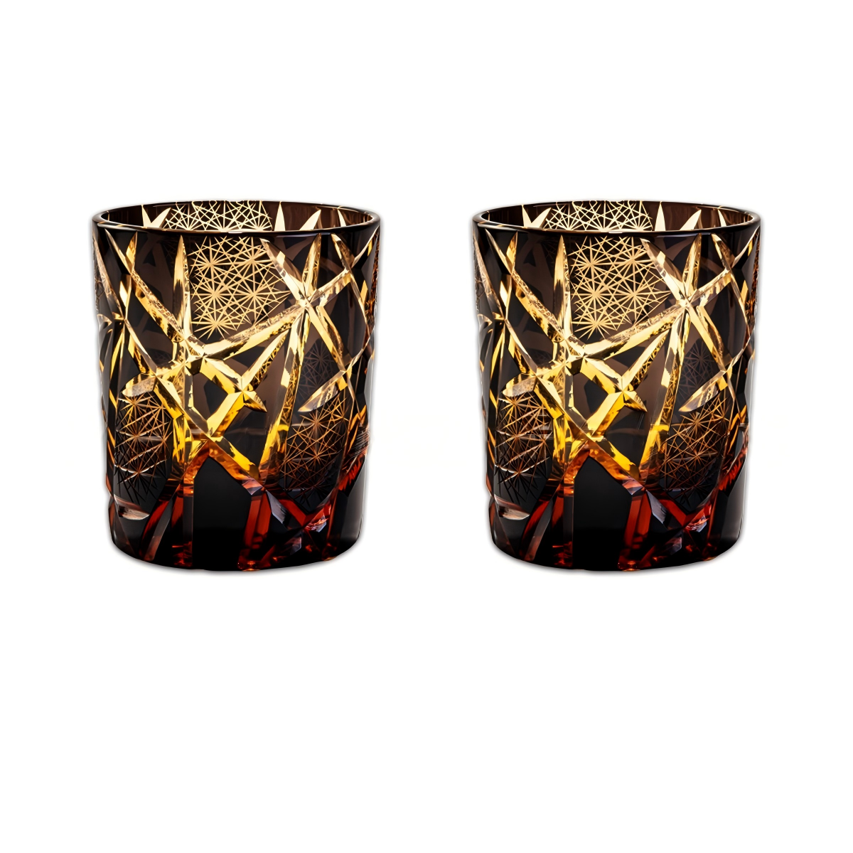 "Twilight of the Gods" Edo Kiriko Hand-Carved Crystal Whiskey Glass | 280ml | Overlay Glass