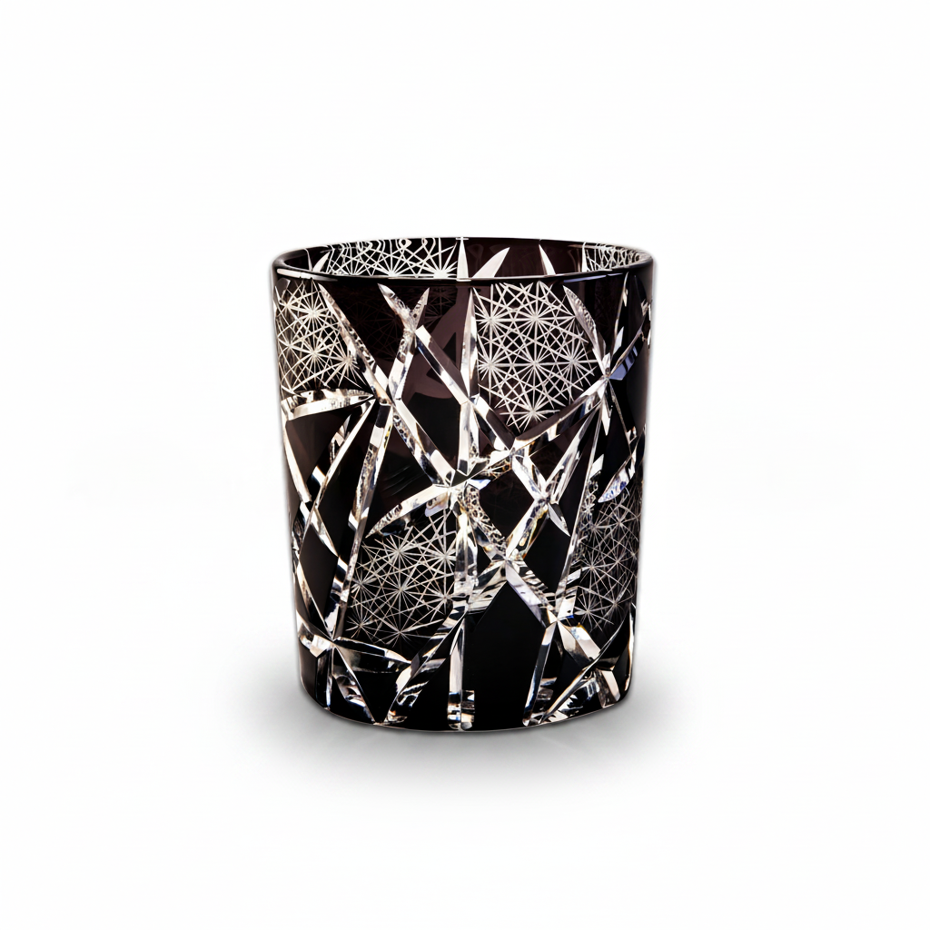 "Twilight of the Gods" Edo Kiriko Hand-Carved Crystal Whiskey Glass | 280ml | Overlay Glass