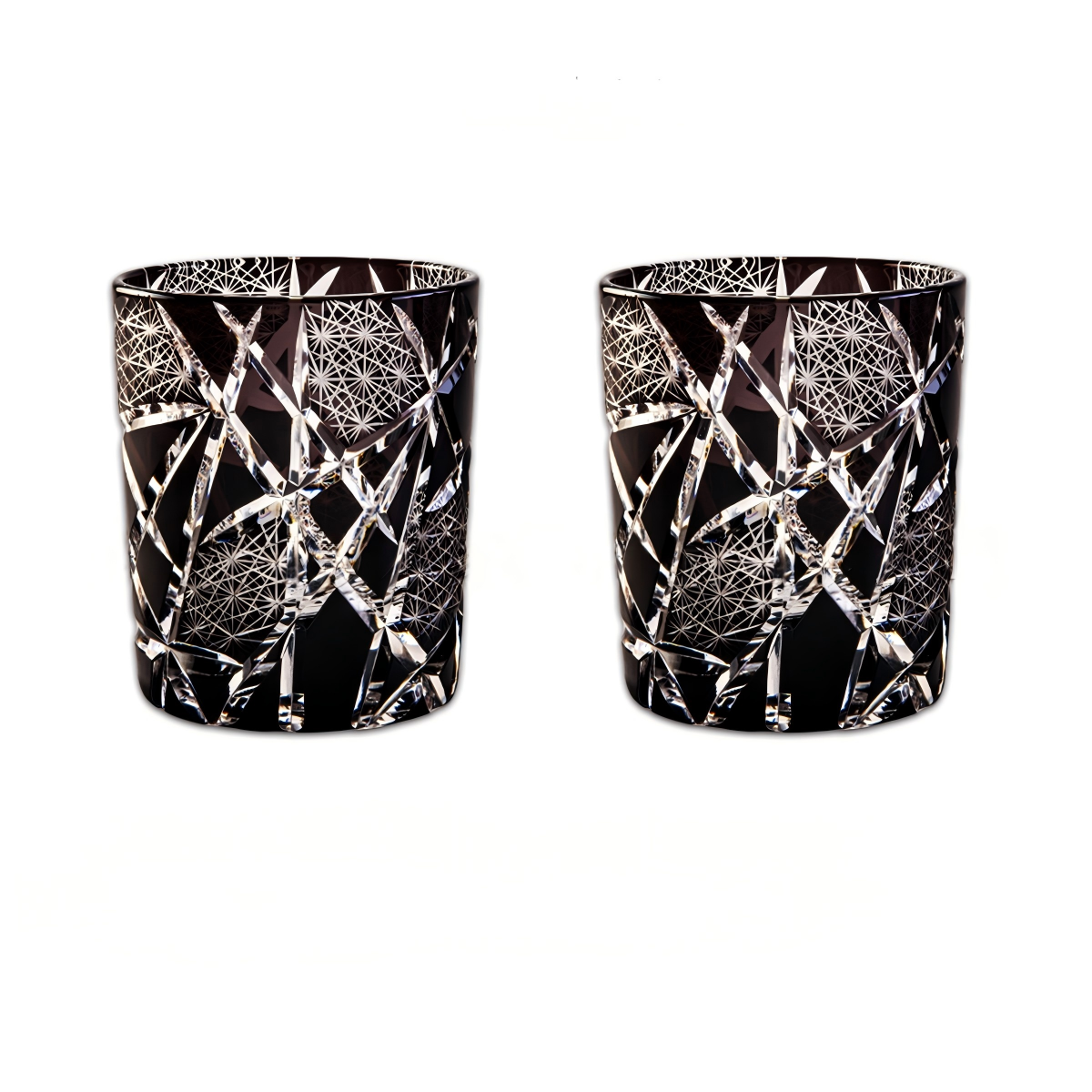"Twilight of the Gods" Edo Kiriko Hand-Carved Crystal Whiskey Glass | 280ml | Overlay Glass
