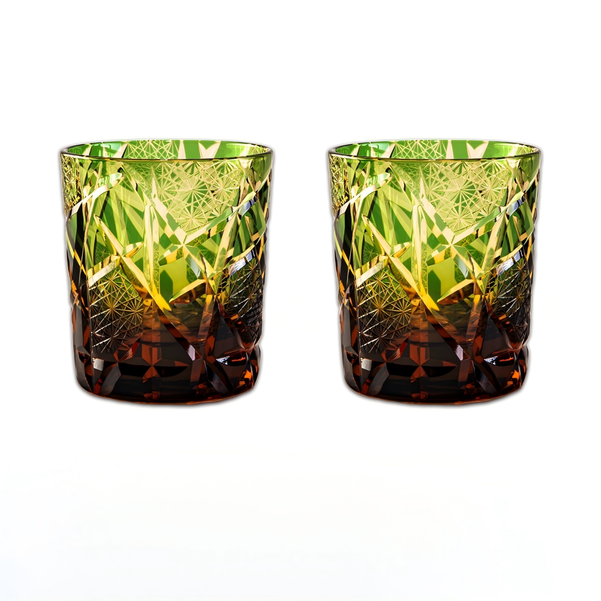 "Twilight of the Gods" Edo Kiriko Hand-Carved Crystal Whiskey Glass | 280ml | Overlay Glass